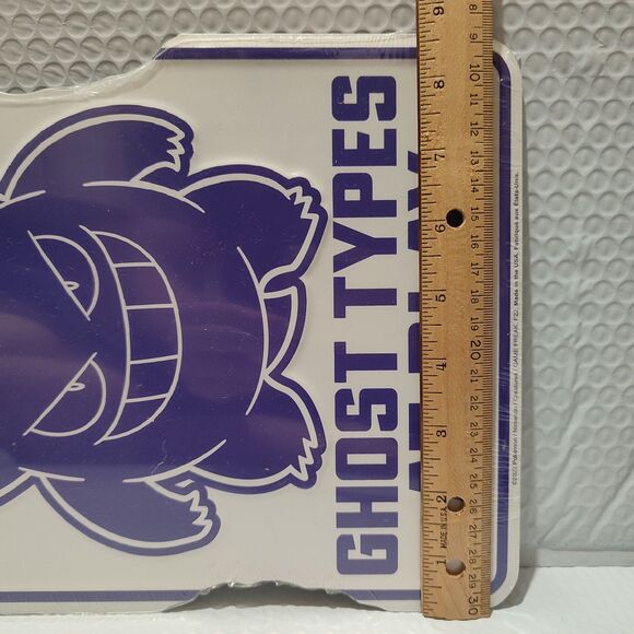 Pokemon Caution Gengar Metal Tin Sign Official Nintendo Wall Hanging Collectible - Picture 3 of 3